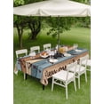 thumbnail image 5 of 52x70 Inch Outdoor Tablecloth with Umbrella Hole Zipper Rectangle Texas Star Vintage Rectangular Tablecloths Outside Waterproof Berry Navy Blue Brown Wooden Patio Table Cloth Cover for Picnic Party, 5 of 8