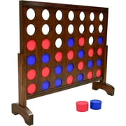 GoSports Giant Wooden 4 in a Row Game - Choose Between Classic White or Dark Stain, and 3 Foot Width - Jumbo 4 Connect Family Fun with Coins, Case and Rules