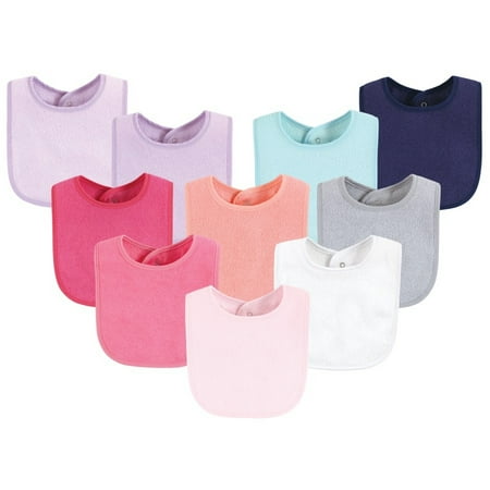 

Hudson Baby Girls Drooler Bib with Waterproof Lining Pink Mint One Size