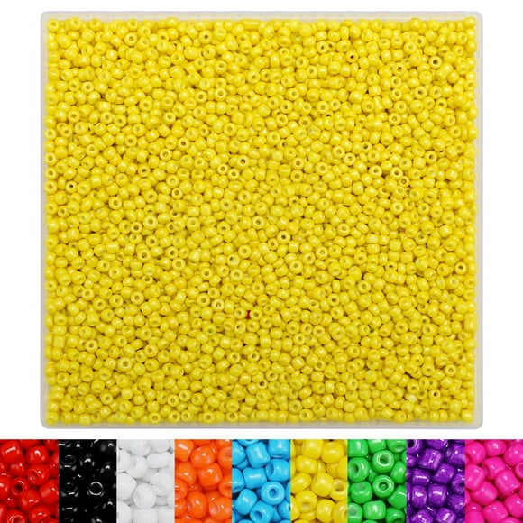 IOOLEEM Yellow Seed Beads, 4000+pcs 3mm Glass Seed Beads, Seed Beads for Jewelry Making, Glass Beads for Jewelry Making, Seed Beads for Bracelets, Beads for Bracelets Making.