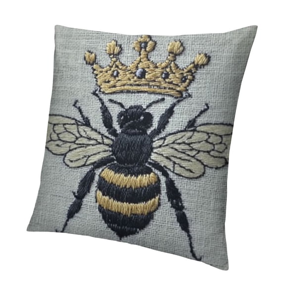 Bee Pillow Cover Crown Burlap Cushion Covers for Sofa Couch Home Decoration French Country
