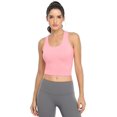 thumbnail image 2 of Cotton Workout Crop Top for Women Racerback Yoga Tank Tops Athletic Sports Shirts Exercise Undershirts 4 Pack Black White Grey Pink XL, 2 of 6