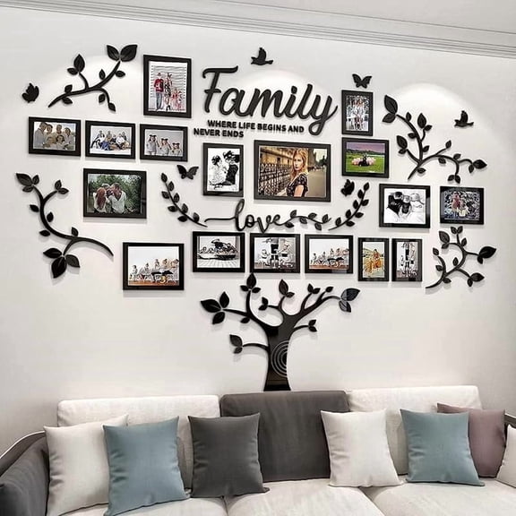 Picture Frames Collage - Family Tree Wall Decor for Living Room 4x6 5x7 8x10 11x14 3D DIY-Acrylic Photo Frame - Marcos para Fotos de Pared