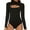 Black, variant on MANIFIQUE Mock Neck Cutout Front T Shirt Long Sleeve Bodysuit for Women