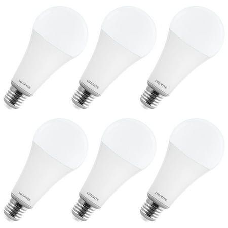 LUXRITE A23 LED Light Bulb 33W E26 Base 4000LM Dimmable 3000K Soft White 240 CRI 80 120V Damp Rated UL 6 Pack
