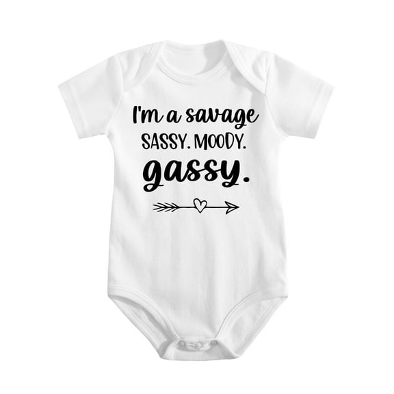 I’m A Savage, Sassy, Moody, Gassy - Baby Clothes - Funny Newborn Bodysuit Outfits for Infants White-style-1 9-12M