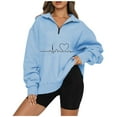 thumbnail image 2 of VerPetridure Women's Oversized Sweatshirts Quarter Zip Long Sleeve Loose Pullover Sweatshirts Heart Print Lapel Collar Lightweight Pullover Tops Fall Casual Outfits, 2 of 5