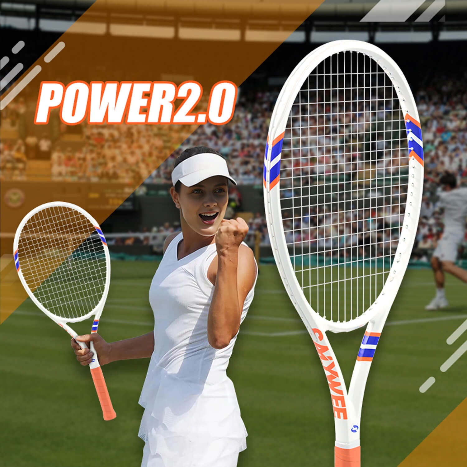 SALYWEE POWER 2.0 Adult Tennis Racket - Carbon Fiber Composite, 16×19 Strung Pattern, Simple & Elegant Design, Free Bag Included