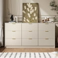 thumbnail image 3 of Furniway 63” Fluted Large Beige Dresser with Golden Handles ,9 Drawer Double Dresser, Modern Chest of Drawers Wide Chest of Drawers for Bedroom, Living Room, Entryway and Closet, 3 of 7