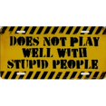 thumbnail image 1 of Does Not Play Well With Stupid People Metal License Plate, 1 of 1