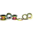 thumbnail image 2 of Oil Slick Multicolor Titanium with CZ Over Surgical Steel Screw-on Plugs/Gauges 1/2'' (12MM) 2 Pieces (1 Pair) (B/64), 2 of 3