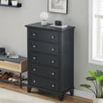 thumbnail image 2 of 5 Drawer Dresser for Bedroom, 48" Tall Rustic Storage Chest with Metal Handles, Farmhouse Closet Dresser for Living Room, Office, College Dorm, Hallway, Black, 2 of 7