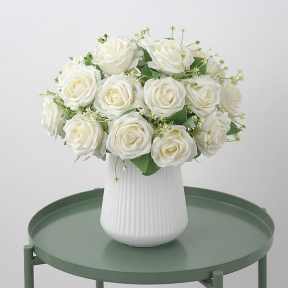 European Simulation Flower Xiangfei Rose Bouquet 9 Heads Home Living Room Decoration Flower Arrangement Fake Flower Decoration High-end Simulation Flower Art