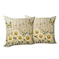 thumbnail image 3 of Ambesonne Rustic Throw Pillow Cover Pack of 2, Cottagecore Sunflower Vibes, 2 Pcs-40"x40", Dark Green and Yellow, 3 of 5