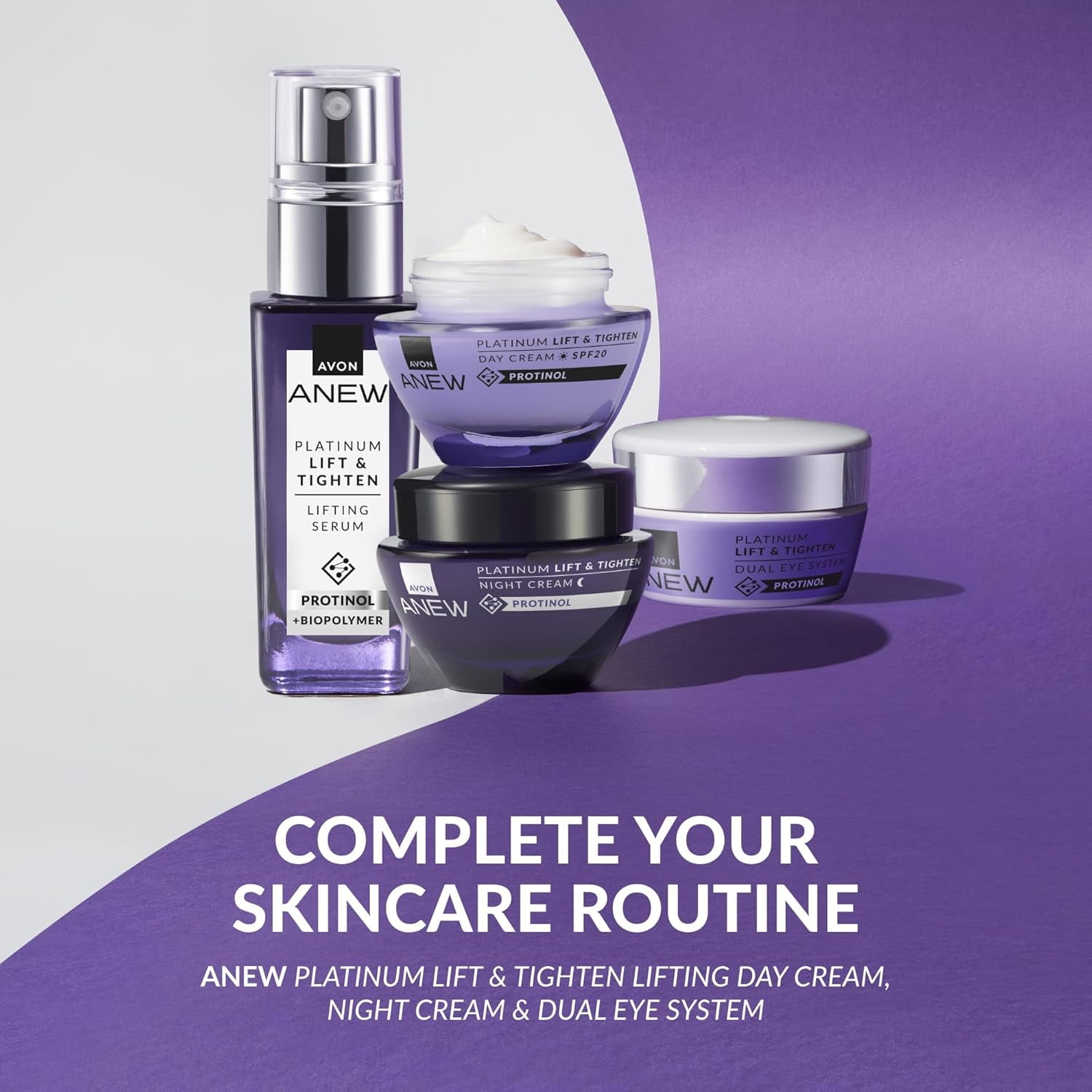 Avon Anew Platinum Lift & Tighten Serum 30ml, Lifts, Smooths and Contours, Dual Collagen Boost, Strengthens the look of Skin's Surface, Cruelty Free