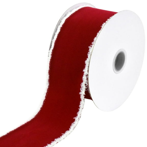 HOMEFORD ESC05 Christmas Velvet Frizette Edge Wired Ribbon, 2-1/2-inch, 10-yard, Red