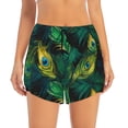 thumbnail image 2 of Balery Peacock Feathers2 Pantalones cortos deportivos para mujer con forro y dos bolsillos, elásticos, para entrenamiento, gimnasio, yoga-Large, 2 of 7