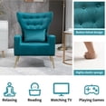 thumbnail image 2 of Tufted Upholstered Velvet Armchair for Living room, Bedroom,Teal (Set of 2), 2 of 6