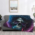 thumbnail image 2 of Yiaed Punk Style Blue Haired Skull Print Blanket Throw Blanket Soft Cozy Flannel Blanket for Home Bed Sofa Couch Chair-50"x40", 2 of 6