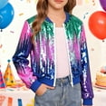 thumbnail image 7 of YunPes Boys Girls Glitter Sequin Jacket Teen Zip Up Sparkly Lightweight Stage Coat Birthday Party Winter Funny Outwear, 7 of 7