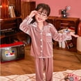 thumbnail image 2 of Conjunto de pijamas de terciopelo Coral de Navidad para niños de Año Nuevo, pijamas para niñas, ropa de dormir de manga larga de franela cálida para invierno, ropa de casa para niños, 2 of 4