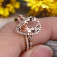 thumbnail image 5 of 2.25 Carat 10k Rose Gold 8x5mm Pear Shape Morganite Engagement Ring Set Marquise Band Milgrain Art Deco With HALO Ring, 5 of 5