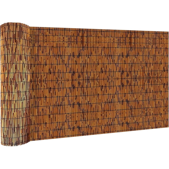 Reed Fencing Rolls, 4 X 16FT Decorative Bamboo Fencing Roll Reed Screen, Bamboo Curtains for Balcony Patio Garden Backyard Outdoor (Light Russet)