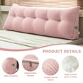 thumbnail image 3 of Lovote Triangular Headboard Pillow with Side Pockets - Teddy Velvet Fabric, Bed Rest Reading Pillow, Removable & Washable Cover, Daybed Wedge Pillow for Queen Beds, Pink, 3 of 6
