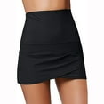 thumbnail image 2 of Women's High Waist Tulip Hem Shirring Swim Skirt Swimsuit Bikini Bottom, 2 of 5