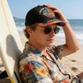 thumbnail image 4 of AZXY Imagine Peace Flower Embroidered Baseball Cap, Tie-Dye Brim Statement Hat for Casual Streetwear and Vacation, Black, 4 of 6