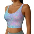 thumbnail image 2 of Goofa Fantasy Gradient Printed Sports Bras for Women, High Impact Running Bra Workout Crop Tank Tops Longline Sports Bra Push up-, 2 of 9