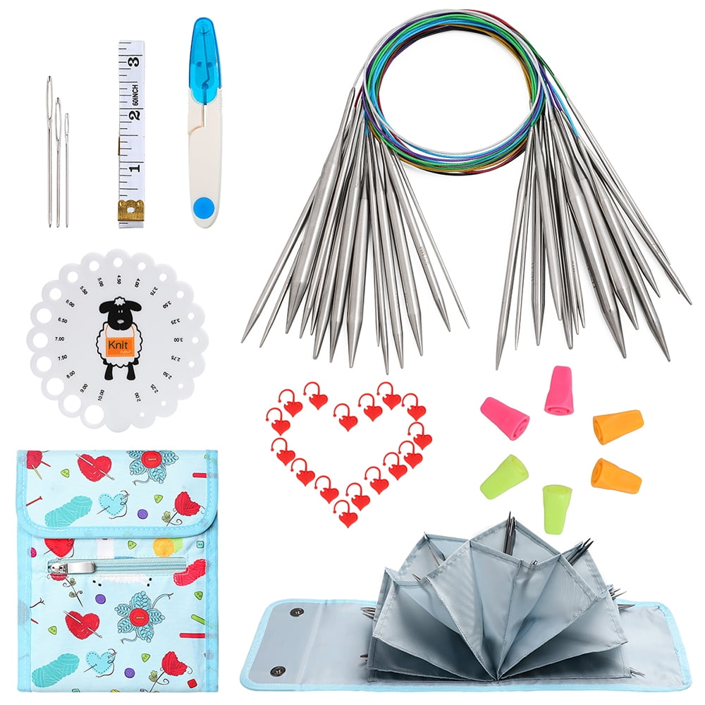 Stainless Steel Circular Needle Set Circular Knitting Needles Circular Yarn Needles 2.25-10.0mm For DIY Hand Knitting Crafts