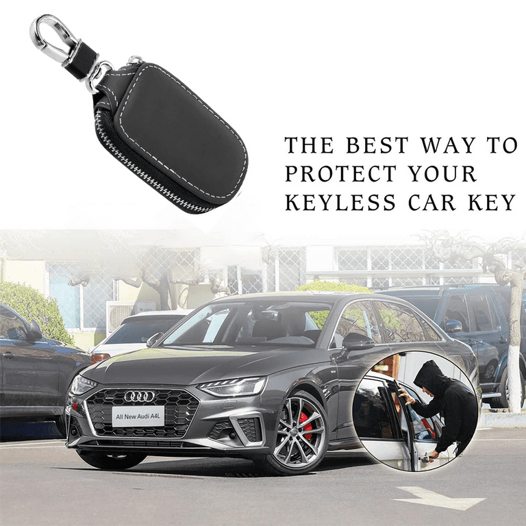 Anzailala Car Key case,Genuine Leather Car Smart Key Chain Keychain Holder  Metal Hook and Keyring Zipper Bag for Remote Key Fob : : Bags,  Wallets and Luggage