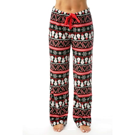 

Just Love Women s Plush Pajama Pants 6339-10351-RED-M (Candycane Snowman Fairisle Small)