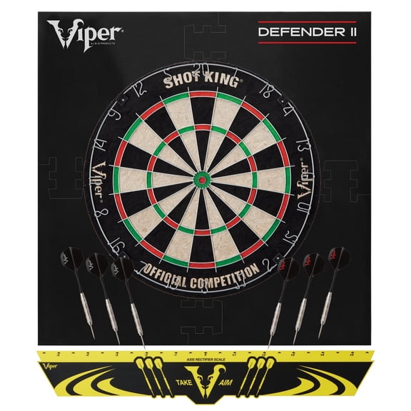 Viper Shot King Sisal Dartboard, Defender II Dart Surround and Viper Edge Throwline