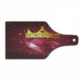 thumbnail image 1 of Diamond Cutting Board, Crystal Love Heart Diamond Wearing Crown Cartoon Queen on Radial Background, Tempered Glass Cutting and Serving Board, Wine Bottle Shape, Pink and Yellow, by Ambesonne, 1 of 1