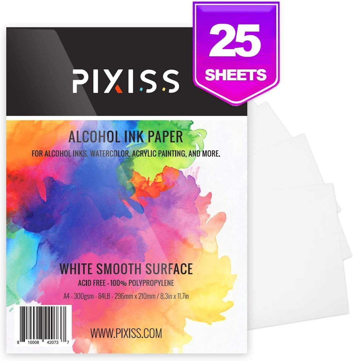 Pixiss Alcohol Ink Paper 25 Sheets Heavy Weight Paper for Alcohol Ink