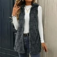 thumbnail image 4 of Dxzfnsa Womens Sleeveless Vests Fashion Lapel Collar Open Front Fleece Cardigan Sweater Vests Women's Casual Loose Fuzzy Solid Color Coats, 4 of 8