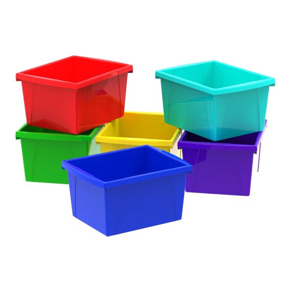 Storage Bins, 4 Gal, 10" X 12.63" X 7.75", Randomly Assorted Colors | Bundle of 5 Each