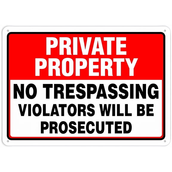 Private Property No Trespassing Violators Will Be Prosecuted Sign - 8"x12" Metal Tin Decor, for Shop Yard Man Cave Garage Outdoor