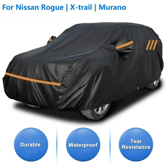 For Nissan Rogue X-trail Murano SUV Car Cover Upgraded Material Waterproof Full Car Cover Outdoor Windproof Sun Rain Protection All Weather Black