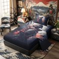 thumbnail image 2 of Manfei Grunge Samurai Twin Sheet Sets for Boys Men, Explosion Effect Bedding, Black Red Gray 3 Pieces, 1 Flat Sheet, 1 Fitted Sheet and 1 Pillowcase, 2 of 6