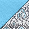 thumbnail image 4 of Hannah Linen Queen Size Quilts Set- Microfiber 4 Piece Quilt with 1 Shams and 2 Decorative Pillow (Queen, Jade Blue), 4 of 9