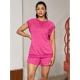thumbnail image 7 of DARING DIVA Stylish Women's Graphic 2 Pieces Short Set with Cap Sleeves S Hot Pink, 7 of 7