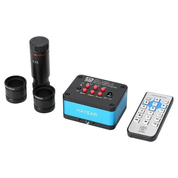 Hayear 4K 14MP 60FPS HDMI USB Electronic Industrial Microscope Camera and 0.5X Eyepiece Adapter 30mm/30.5m Ring