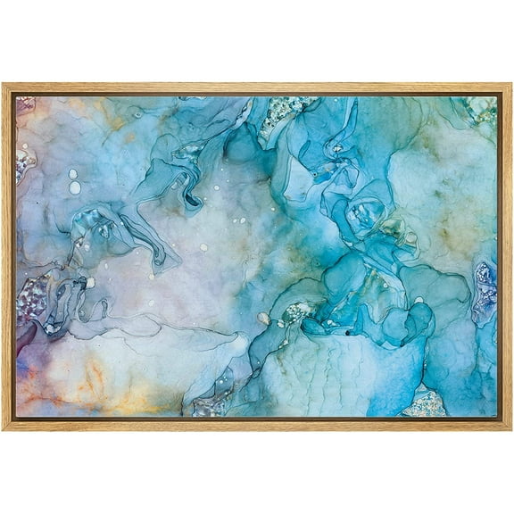 wall26 Canvas Print Wall Art Teal, Yellow & Orange Watercolor Smoke Collage Abstract Shapes Digital Art Modern Art Bohemian Colorful Ultra for Living Room, Bedroom, Office - 24"x36" Nat