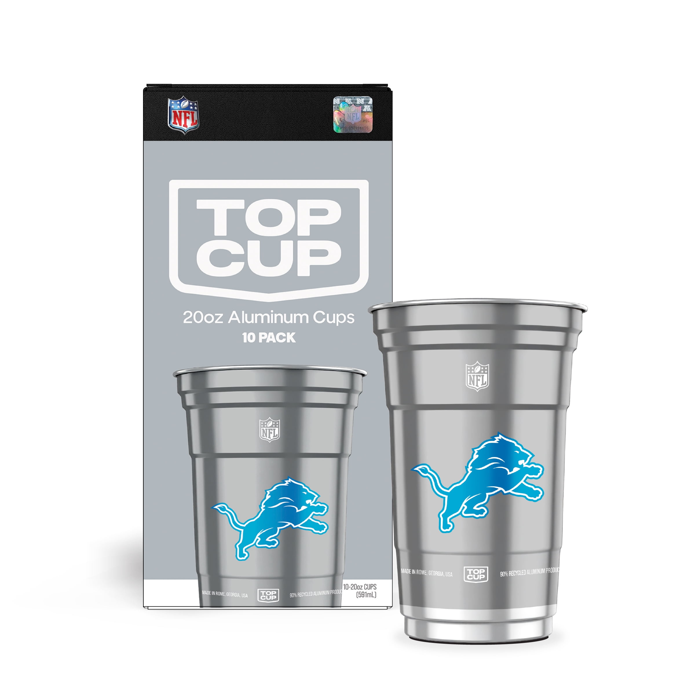 Top Cup NFL Detroit Lions Aluminum Party Cups, 20oz, 10 count
