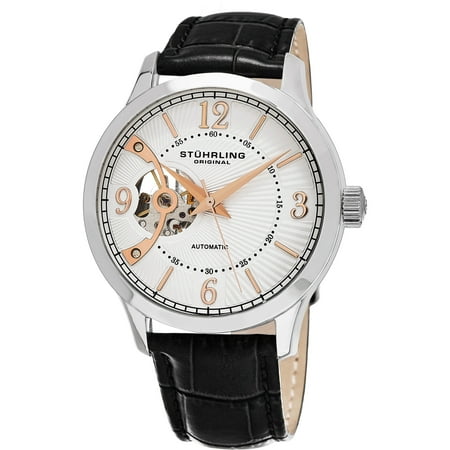 Stuhrling Original Men's Classique Skeletonized Automatic Leather Strap Watch - Black