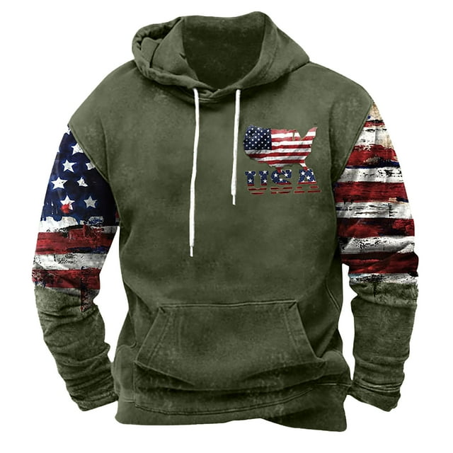 Birdeem Men Comfortable Hoodie Heart Pattern Printed Hooded Pocket Drawstring Sweatshirt