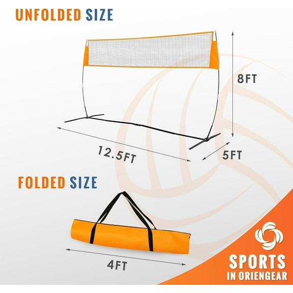 Freestanding Volleyball Net for Backyard, Adjustable Outdoor Volleyball Practice Equipment